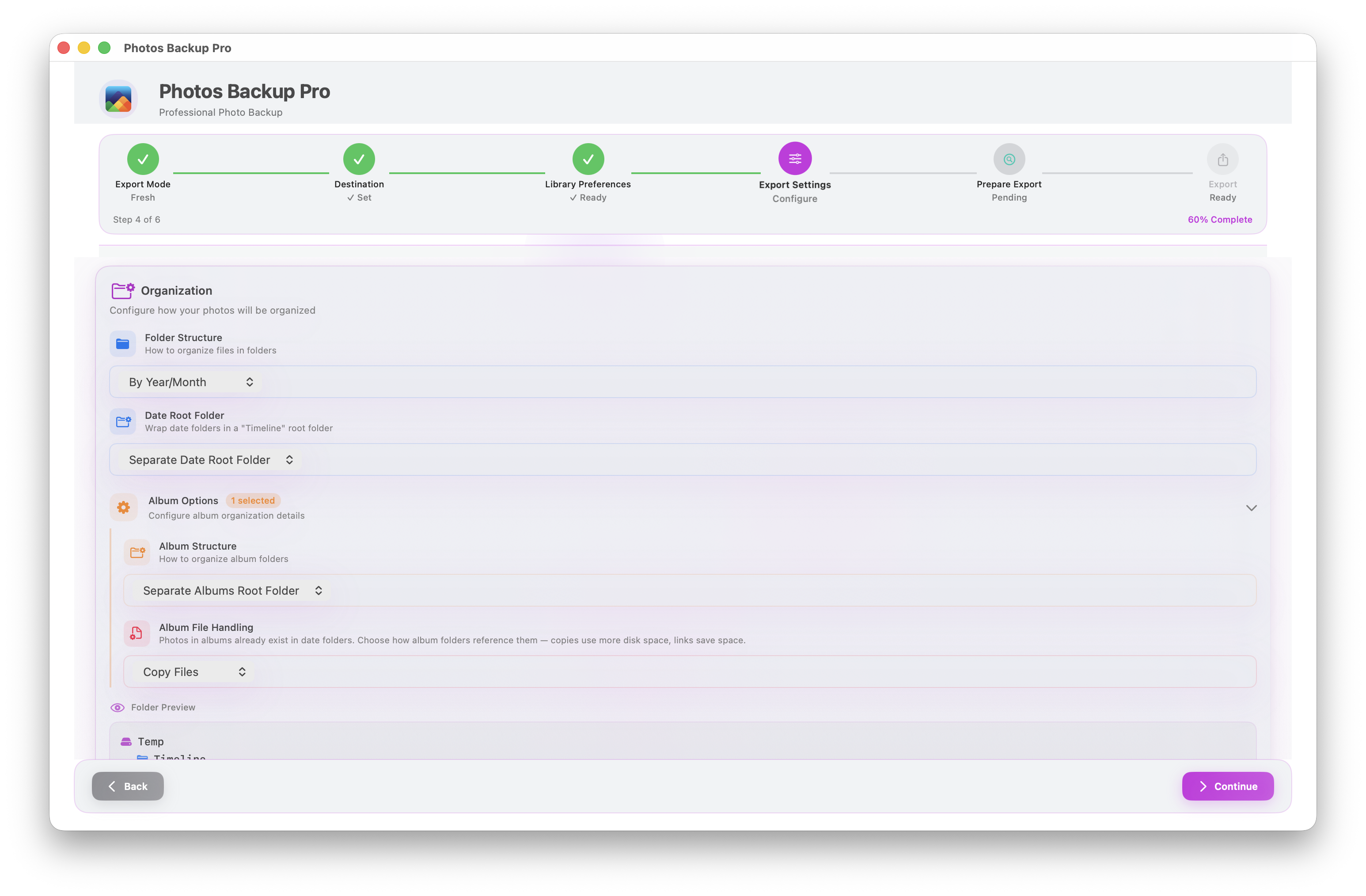 Folder structure and album organization options