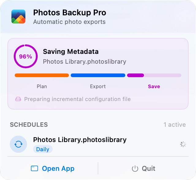 Menu bar showing metadata save